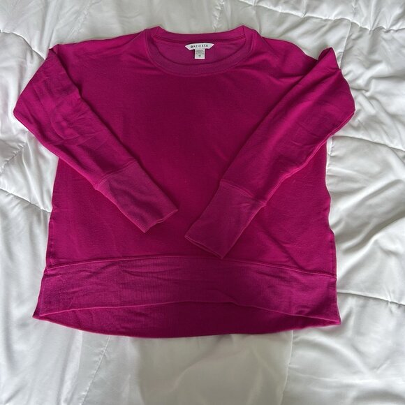 Athleta Tops - Athleta Sweater Sweatshirt Womens Xs Pink Magenta Side Slits Thumb Hole Yoga